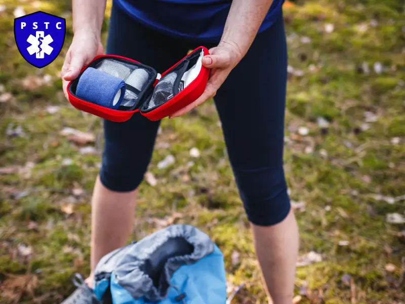 A first aid kit being opened